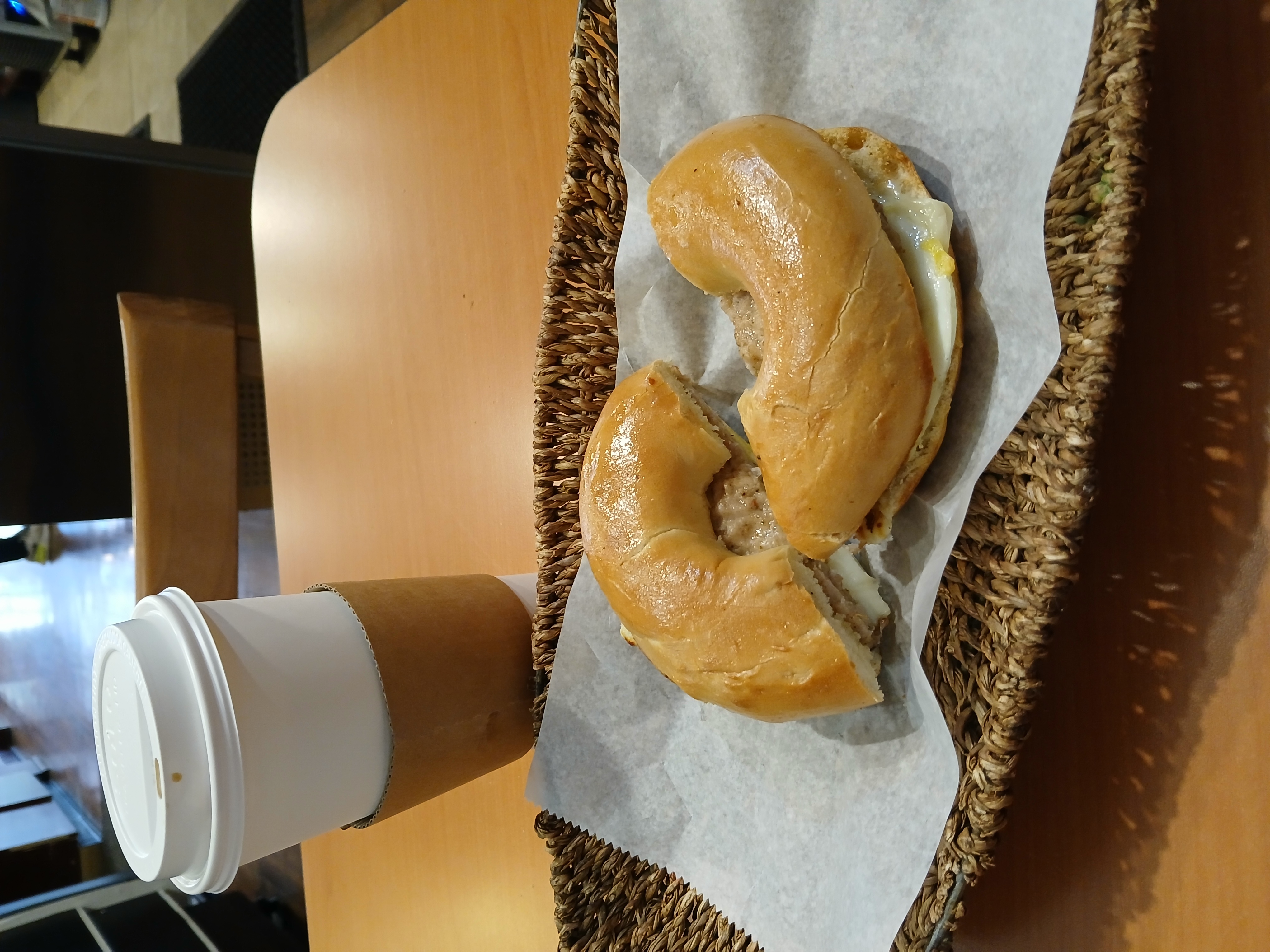 Picture of coffee and sausage egg and cheese at the Fabulous Market & Cafe