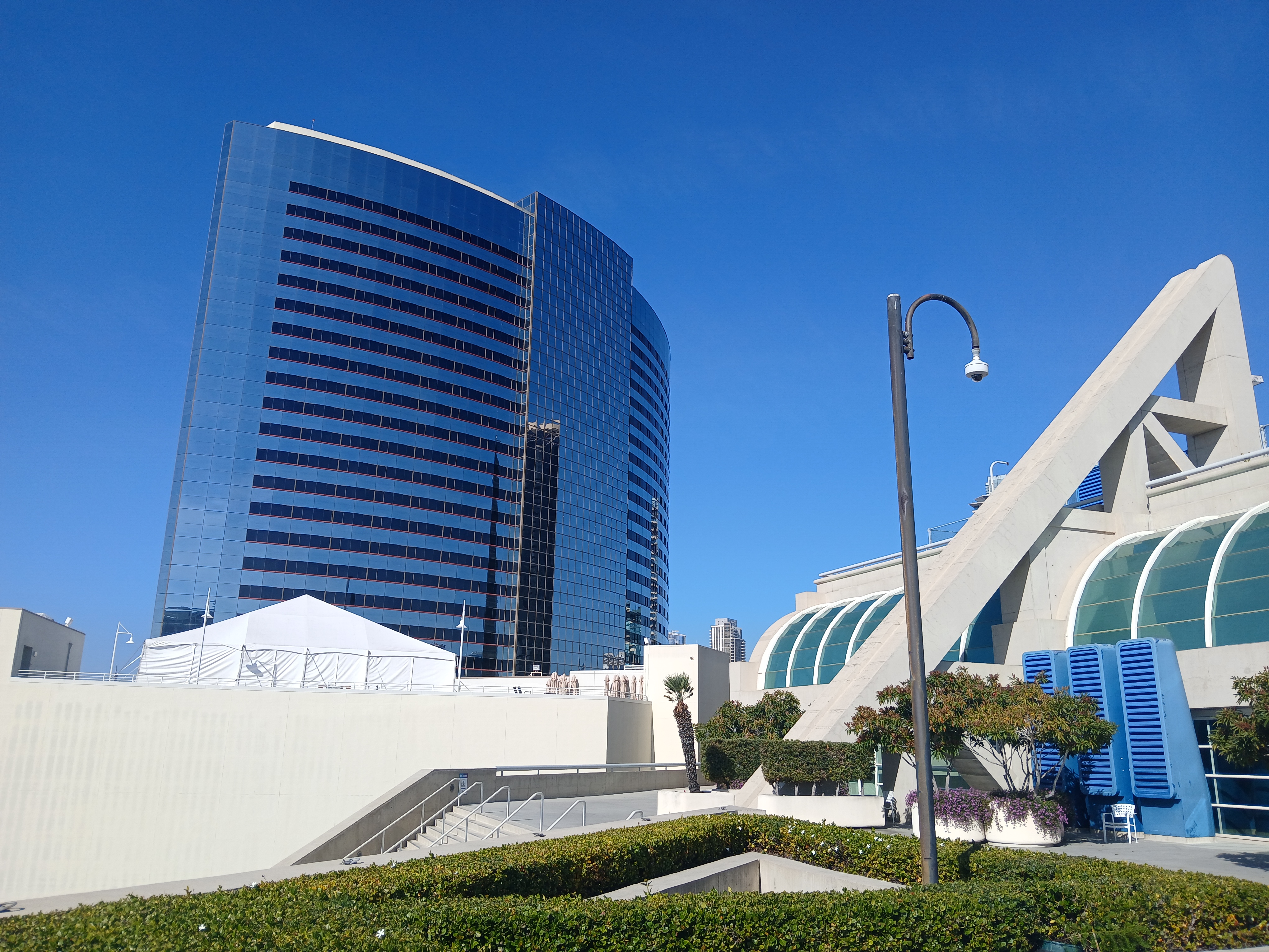 A picture of the Marriot Marquis hotel behind the San Diego Convention Center. The latter was the venue for NeurIPS 2025.